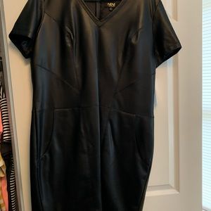 Faux leather black dress